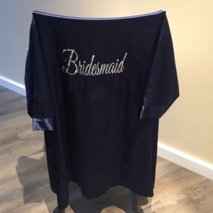 Navy "bridesmaid" silk robe